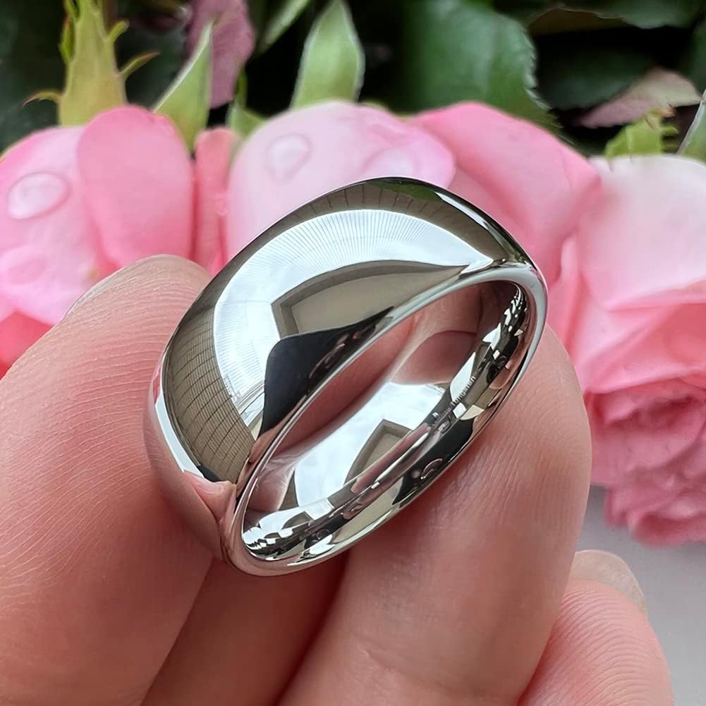 2Mm 3Mm 4Mm 5Mm 6Mm 7Mm 8Mm 10Mm White Tungsten Rings for Men Women Engagement Wedding Bands Domed Polished Shiny Comfort Fit