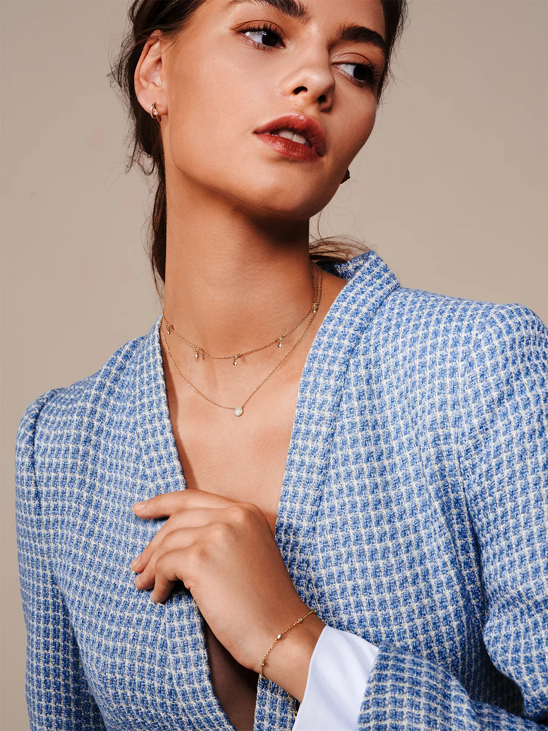 Pave & Prong Crystal Double Hoop Earrings