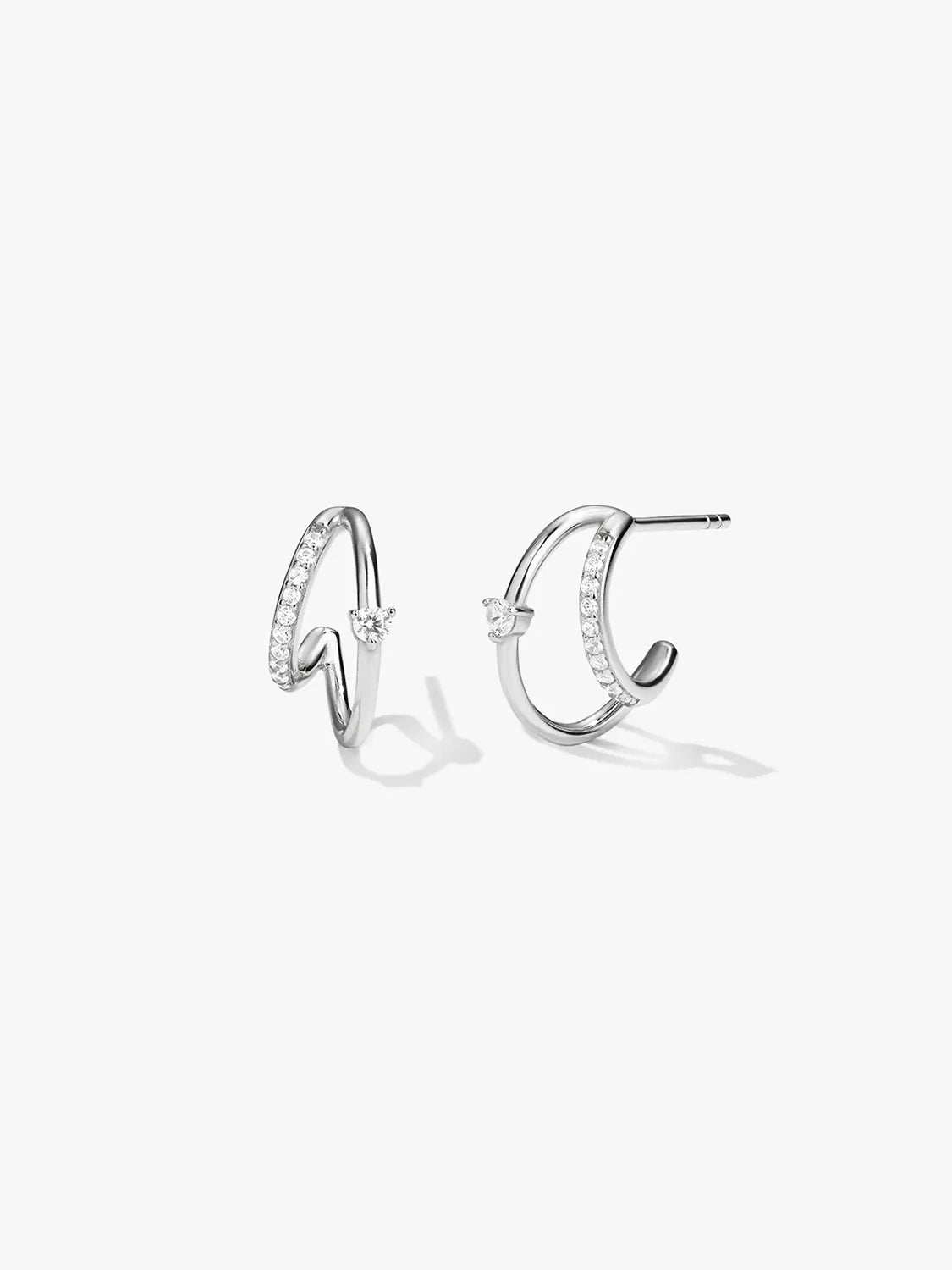 Pave & Prong Crystal Double Hoop Earrings